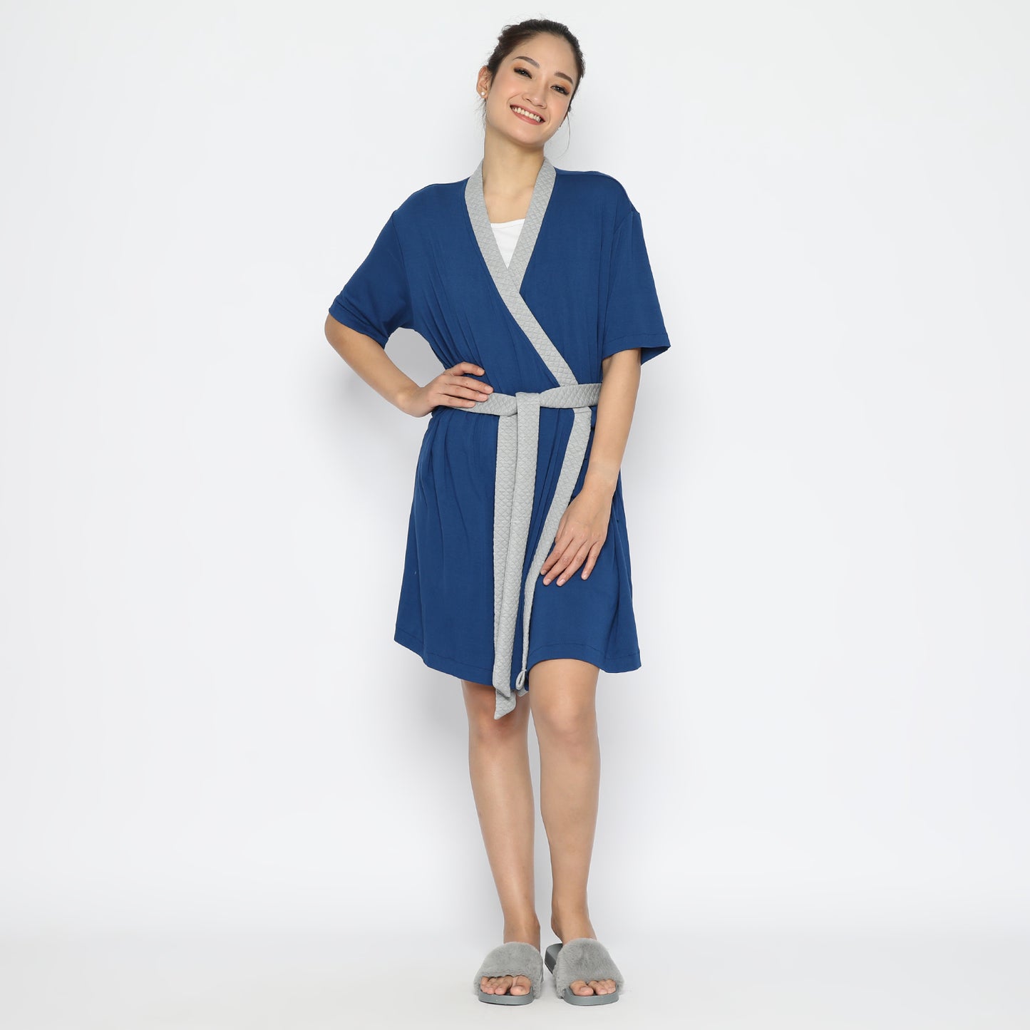 Maison Elmesa Nursing Robe Short - Ocean Grey
