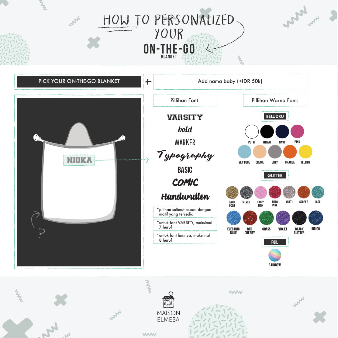 Maison Elmesa Baby Blanket On The Go - Frozz Mint Texture