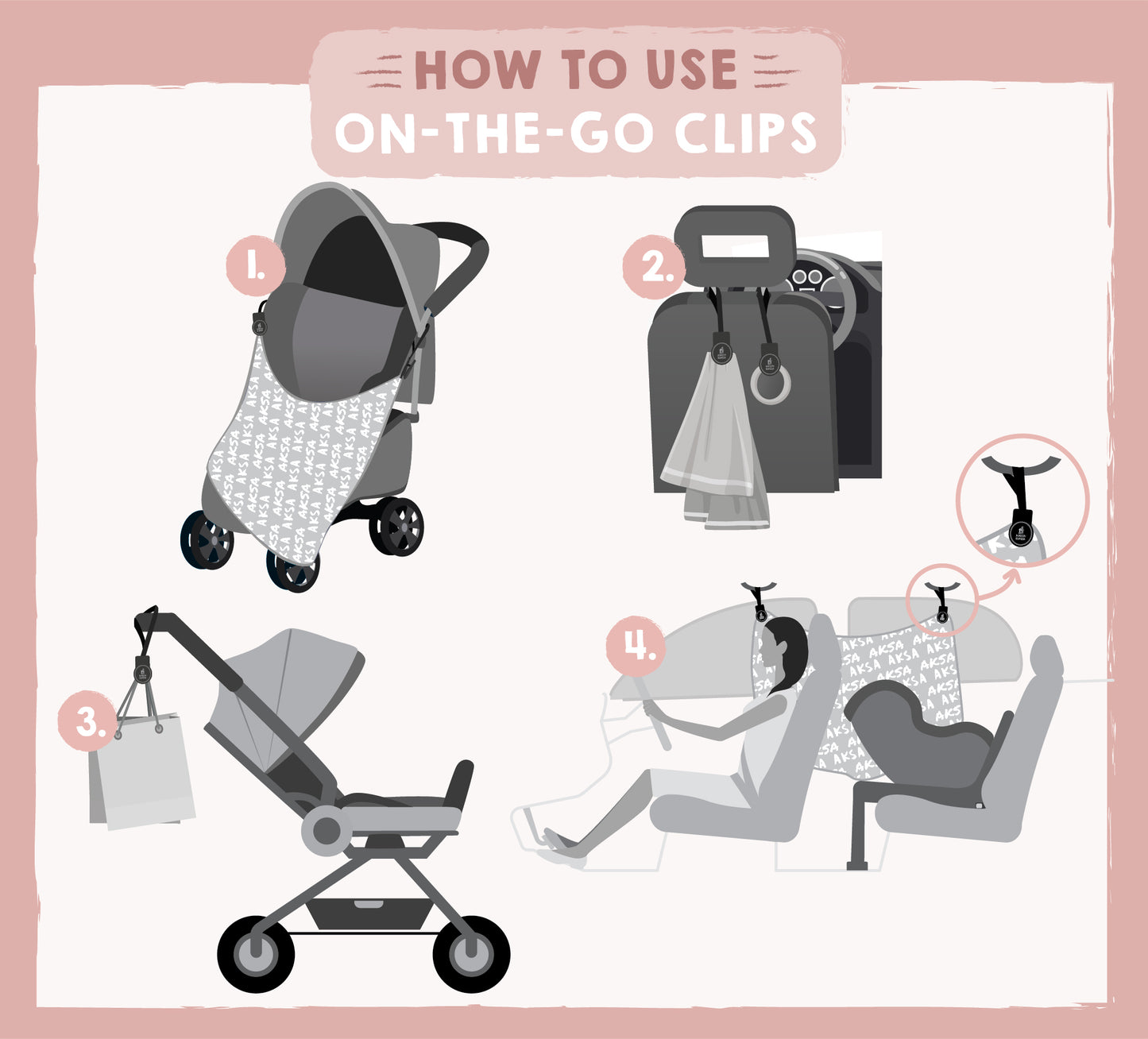 Maison Elmesa On The Go Clips White - Kids Crayon Peach Strap