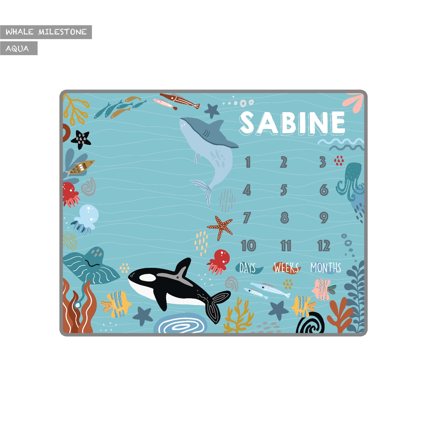 Maison Elmesa Baby Blanket - Whale Milestone Series