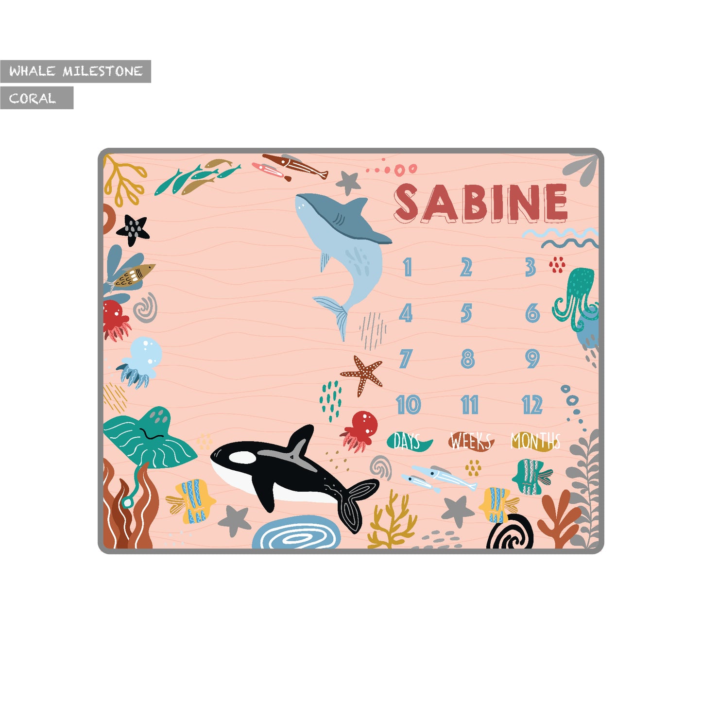 Maison Elmesa Baby Blanket - Whale Milestone Series