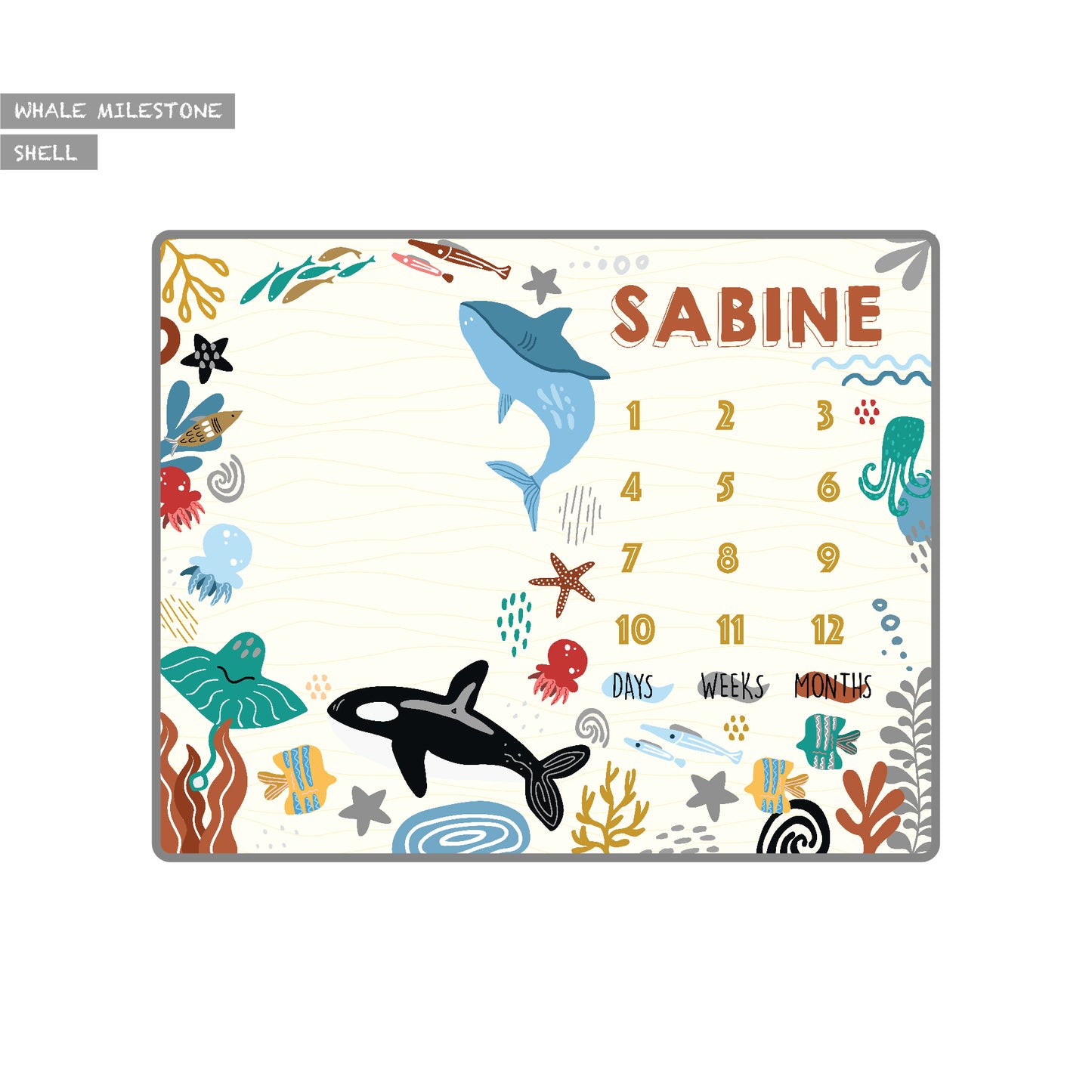 Maison Elmesa Baby Blanket - Whale Milestone Series