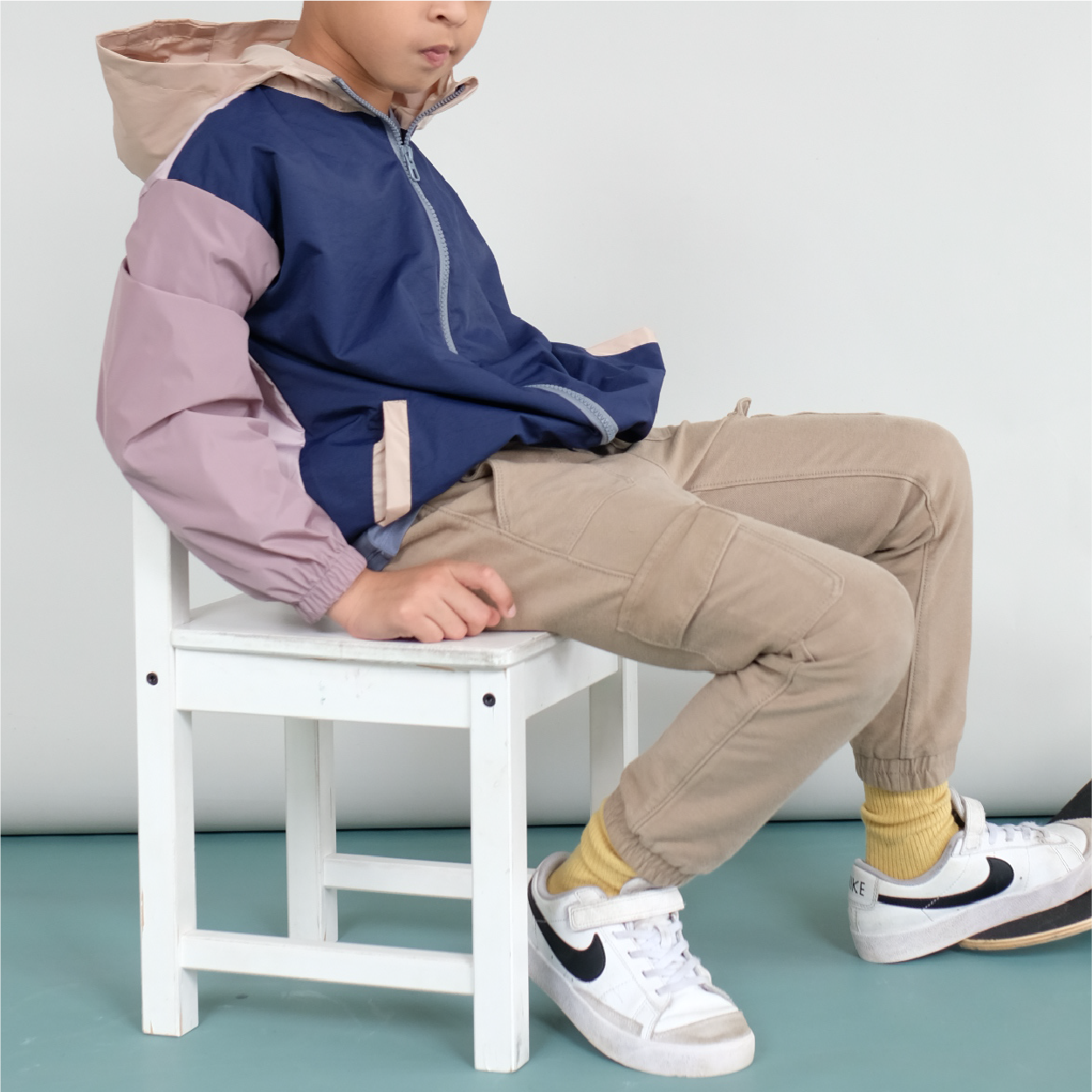 Maison Elmesa Jacket Color Block - Nebraska Crema