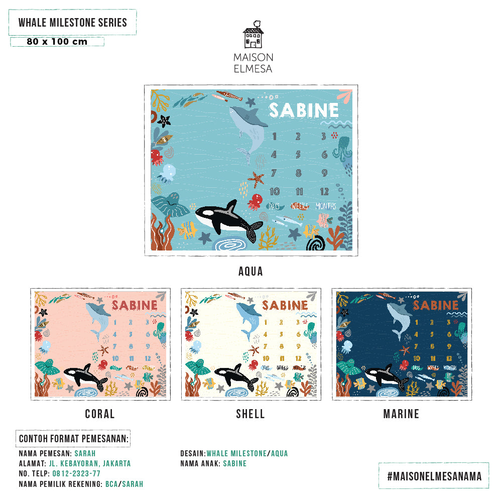 Maison Elmesa Baby Blanket - Whale Milestone Series