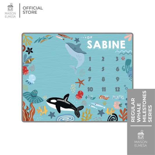 Maison Elmesa Baby Blanket - Whale Milestone Series