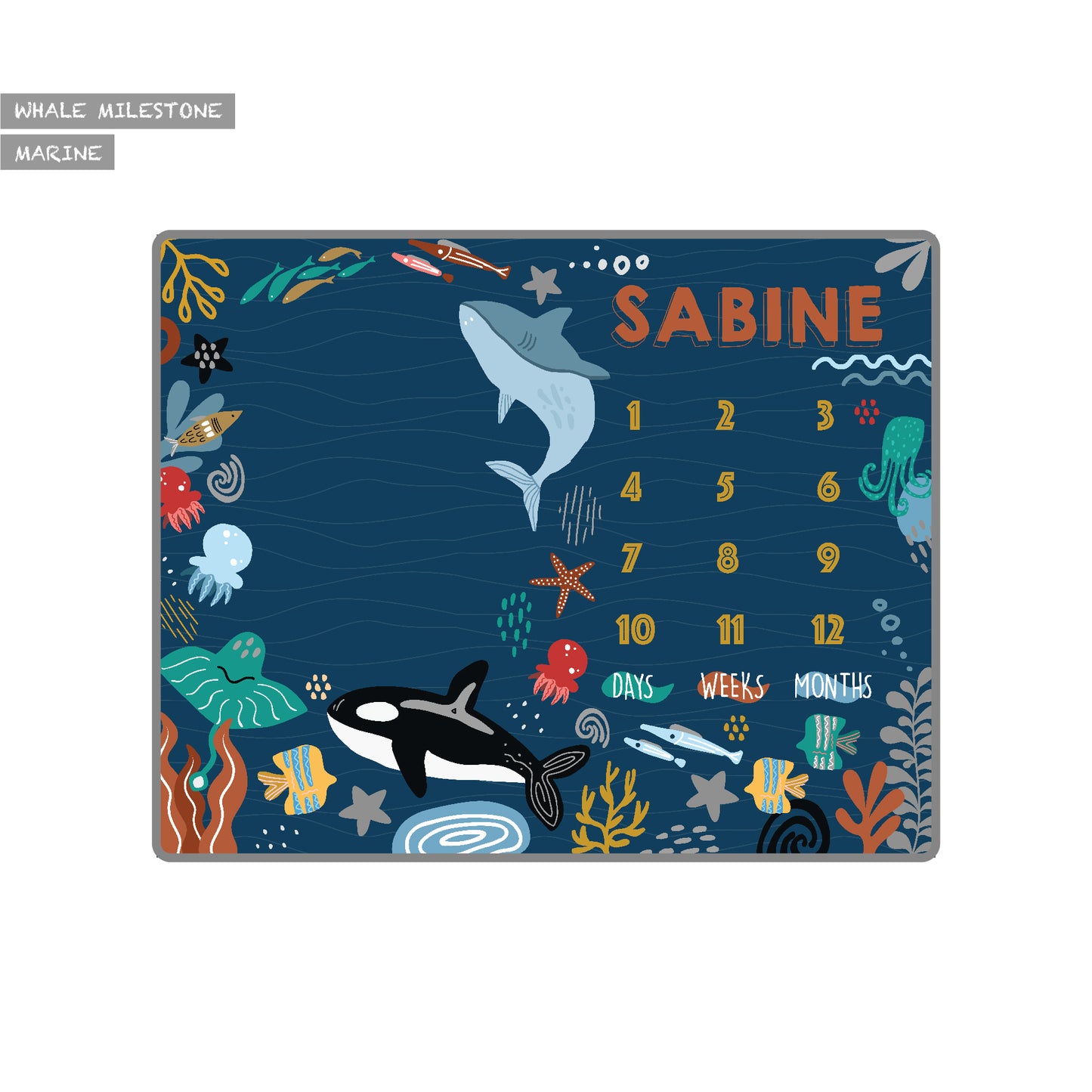 Maison Elmesa Baby Blanket - Whale Milestone Series